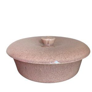 Vintage Wm Frazier Mid Century California Pottery Pink Speckled Covered Dish